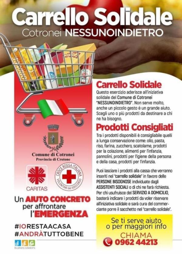 images Coronavirus. A Cotronei il carrello solidale per una campagna tra  Comune, Caritas e Croce Rossa