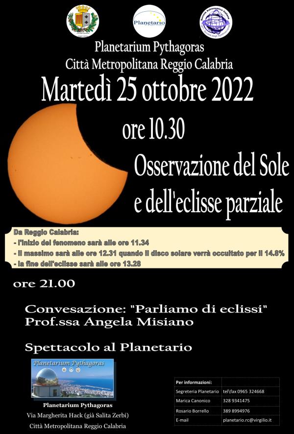 Domani l'eclisse parziale di sole: come osservarla secondo il Planetario Pythagoras di Reggio images Domani l'eclisse parziale di sole: come osservarla secondo il Planetario Pythagoras di Reggio