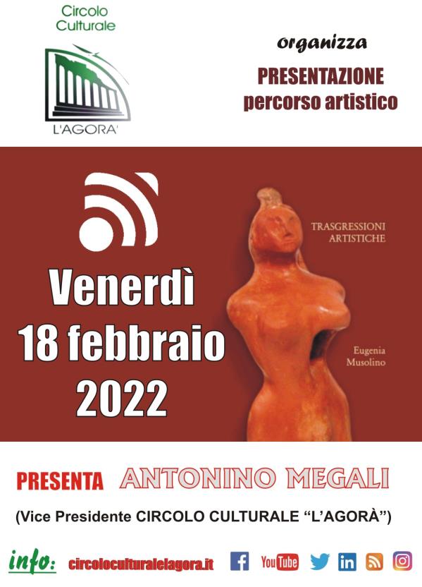 Il Circolo Culturale “L’Agorà” presenta "Le trasgressioni artistiche" dell’artista reggina Eugenia Musolino images Il Circolo Culturale “L’Agorà” presenta "Le trasgressioni artistiche" dell’artista reggina Eugenia Musolino