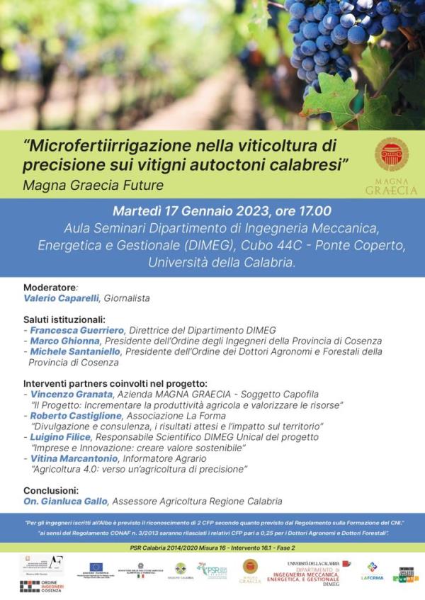 images Unical, parte il progetto innovativo sulla micro fertirrigazione nella viticoltura di precisione
