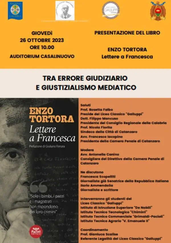 Catanzaro, le "Lettere a Francesca" di Enzo Tortora protagoniste all'Auditorium "Casalinuovo" images Catanzaro, le "Lettere a Francesca" di Enzo Tortora protagoniste all'Auditorium "Casalinuovo"