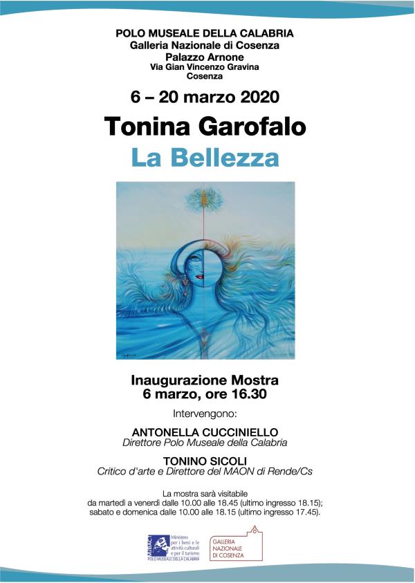 La Galleria nazionale di Cosenza il 6 marzo ospiterà la mostra "La Bellezza" di Tonina Garofalo images La Galleria nazionale di Cosenza il 6 marzo ospiterà la mostra "La Bellezza" di Tonina Garofalo