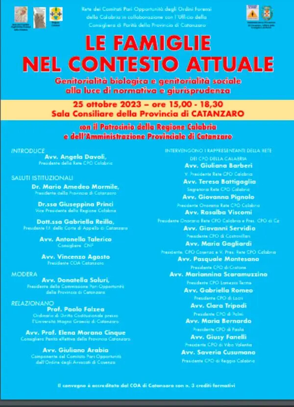 images Catanzaro, "Genitorialità biologica e genitorialità sociale": oggi confronto alla Provincia 