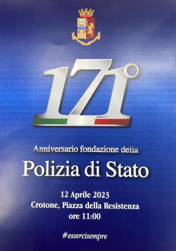 Anniversario dalla Fondazione della Polizia di Stato: domani a Crotone le celebrazioni images Anniversario dalla Fondazione della Polizia di Stato: domani a Crotone le celebrazioni