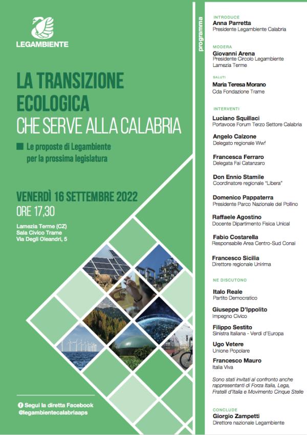 “La transizione ecologica che serve alla Calabria": le proposte di Legambiente images “La transizione ecologica che serve alla Calabria": le proposte di Legambiente