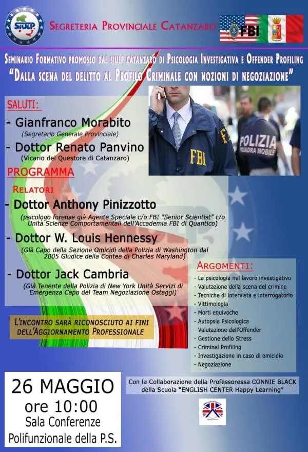 Il 26 maggio seminario formativo del Siulp: ex agenti Fbi dagli Usa a Catanzaro images Il 26 maggio seminario formativo del Siulp: ex agenti Fbi dagli Usa a Catanzaro