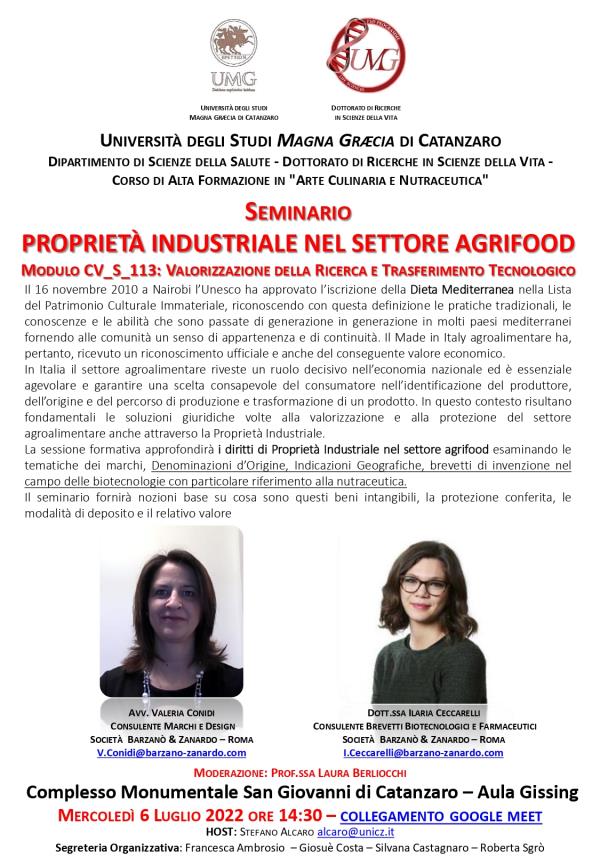 images "Valorizzazione della Ricerca e Trasferimento Tecnologico": il 6 luglio due seminari a Catanzaro 