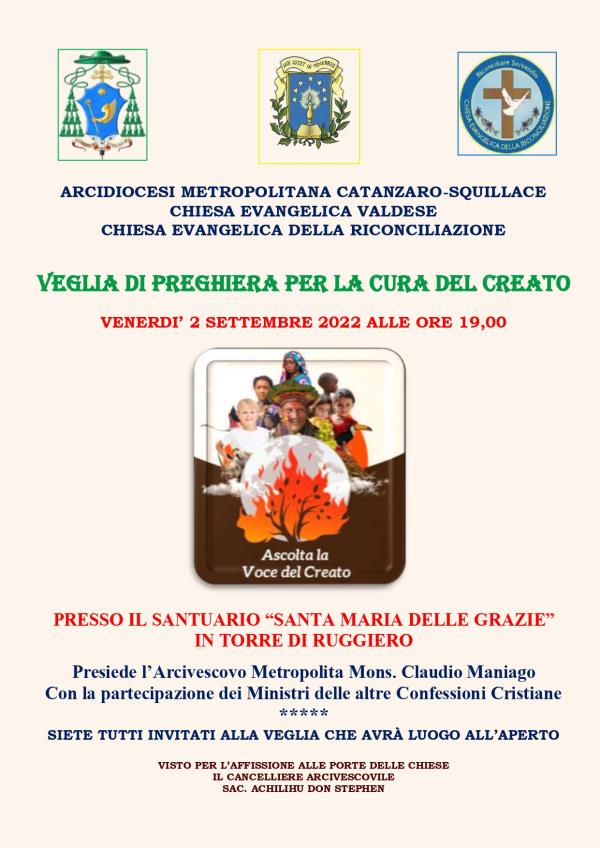 Giornata Cura del Creato, venerdì a Torre Ruggiero veglia con Monsignor Maniago images Giornata Cura del Creato, venerdì a Torre Ruggiero veglia con Monsignor Maniago