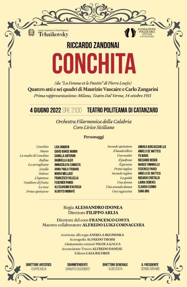 Catanzaro, al teatro Politeama ritorna la lirica con la “Conchita” di Riccardo Zandonai images Catanzaro, al teatro Politeama ritorna la lirica con la “Conchita” di Riccardo Zandonai