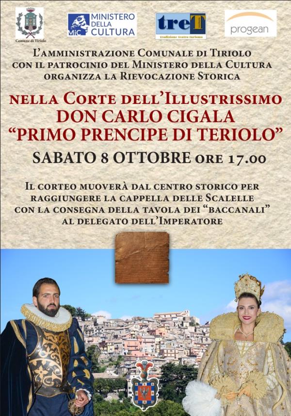 "Alla corte del principe Cigala. Un tuffo nella Tiriolo del '600”, la rievocazione andrà in scena l'8 ottobre images "Alla corte del principe Cigala. Un tuffo nella Tiriolo del '600”, la rievocazione andrà in scena l'8 ottobre