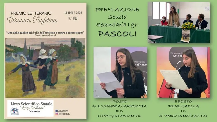 Catanzaro, la scuola “Pascoli" conquista il podio alla V edizione del Premio letterario “Veronica Tanferna”  images Catanzaro, la scuola “Pascoli" conquista il podio alla V edizione del Premio letterario “Veronica Tanferna”