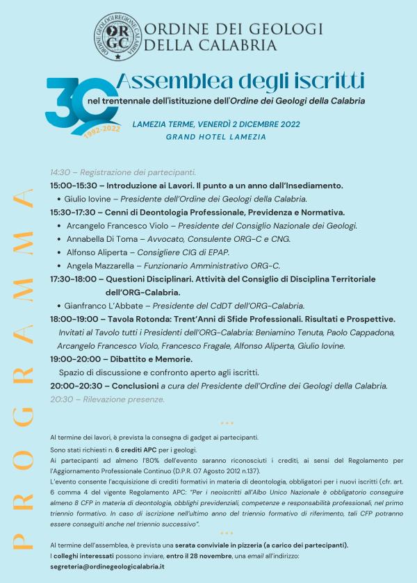 images Si riuniscono il 2 dicembre per celebrare 30 anni di sfide professionali i Geologi calabresi