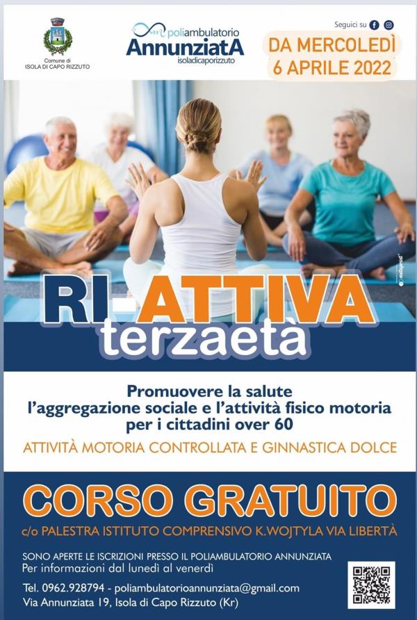 "Ri-Attiva Terza Età": partito ad Isola Capo Rizzuto il progetto dedicato agli over 65 images "Ri-Attiva Terza Età": partito ad Isola Capo Rizzuto il progetto dedicato agli over 65