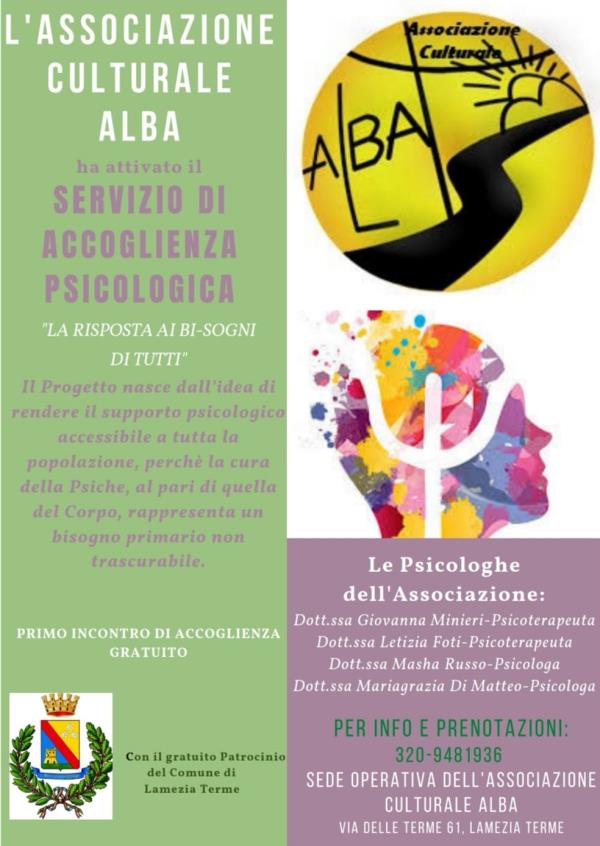 images Il Comune di Lamezia Terme e l'associazione Alba attivano il servizio di accoglienza psicologica