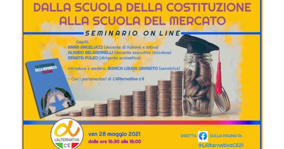 Dalla scuola della Costituzione alla scuola del mercato: domani online l'incontro de "L'Alternativa c'è" images Dalla scuola della Costituzione alla scuola del mercato: domani online l'incontro de "L'Alternativa c'è"