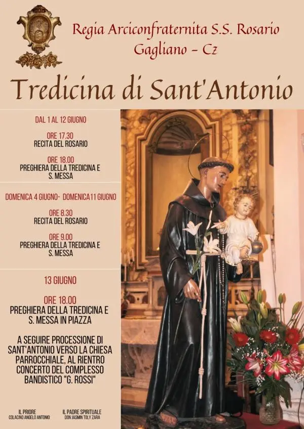 Regia Arciconfraternita Santissimo Rosario di Gagliano, un concerto per la chiusura della ‘Tredicina di Sant’Antonio’
 images Regia Arciconfraternita Santissimo Rosario di Gagliano, un concerto per la chiusura della ‘Tredicina di Sant’Antonio’