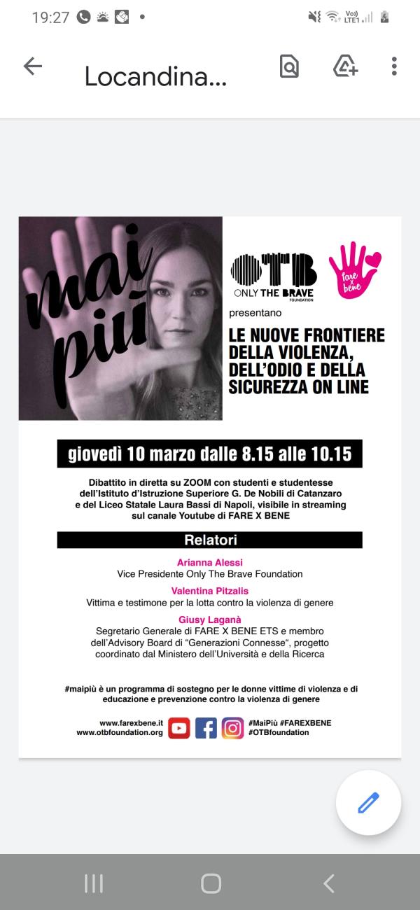 images Catanzaro. "Mai più" violenza: all'istituto De Nobili la testimonianza di Valentina Pitzalis, sopravvissuta ad un tentato femminicidio 
