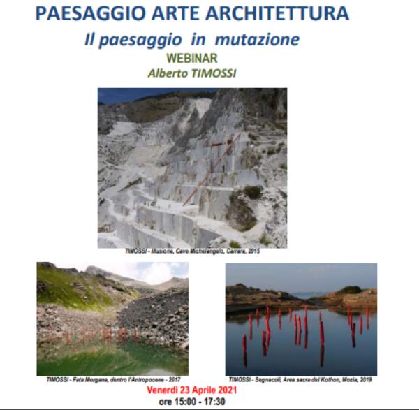 Catanzaro. L'artista Timossi parlerà del paesaggio in mutazione nel webinar dell'Accademia di Belle Arti e dell'Ordine degli Architetti images Catanzaro. L'artista Timossi parlerà del paesaggio in mutazione nel webinar dell'Accademia di Belle Arti e dell'Ordine degli Architetti