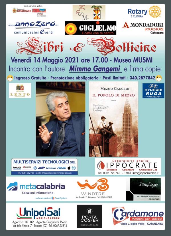 images Libri&bollicine. Riparte dal Musmi di Catanzaro la rassegna con il libro del reggino Mimmo Gangemi