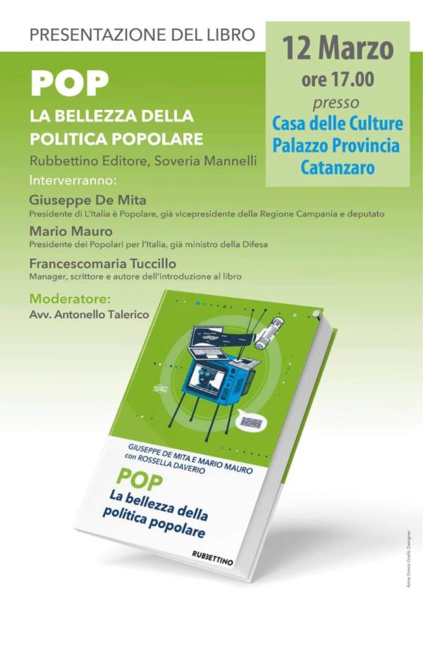 "Pop, la bellezza della politica popolare": sabato a Catanzaro la presentazione del libro images "Pop, la bellezza della politica popolare": sabato a Catanzaro la presentazione del libro