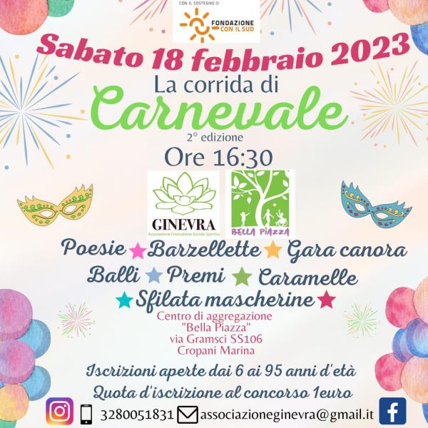 images A Cropani tutto è pronto per "La Corrida di Carnevale" promossa dell'associazione Ginevra