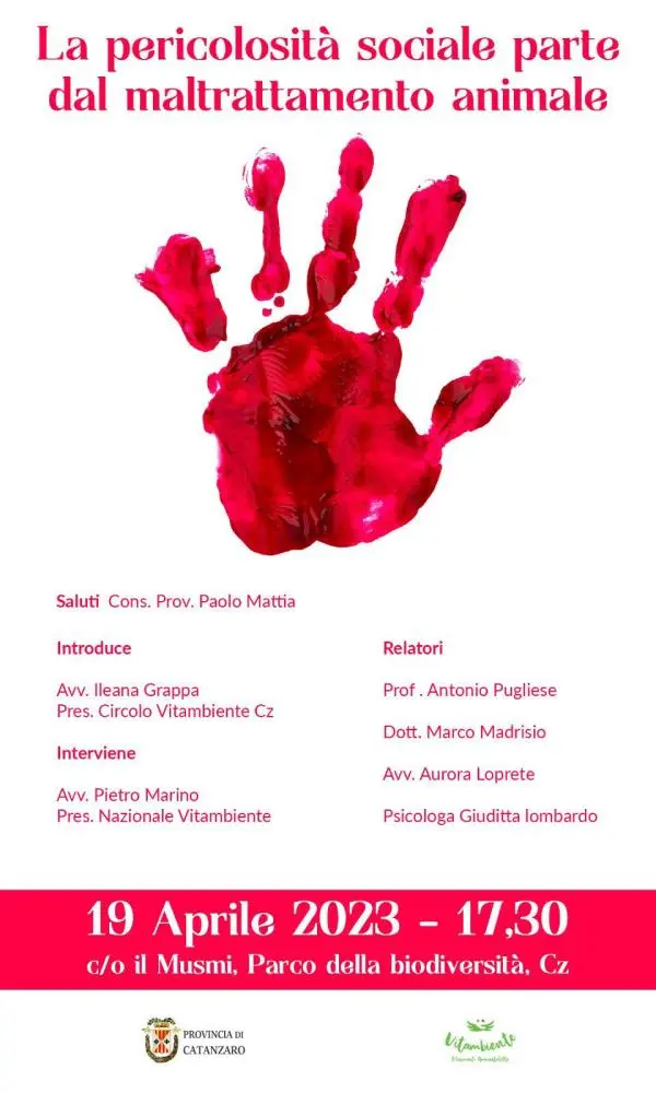 "La pericolosità sociale parte dal maltrattamento dell’animale", convegno al Musmi di Catanzaro   images "La pericolosità sociale parte dal maltrattamento dell’animale", convegno al Musmi di Catanzaro
