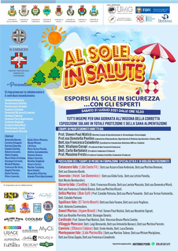 Montepaone. Domani al 'Marina Blu' la presentazione della II edizione dell'iniziativa “Al Sole... in Salute” images Montepaone. Domani al 'Marina Blu' la presentazione della II edizione dell'iniziativa “Al Sole... in Salute”